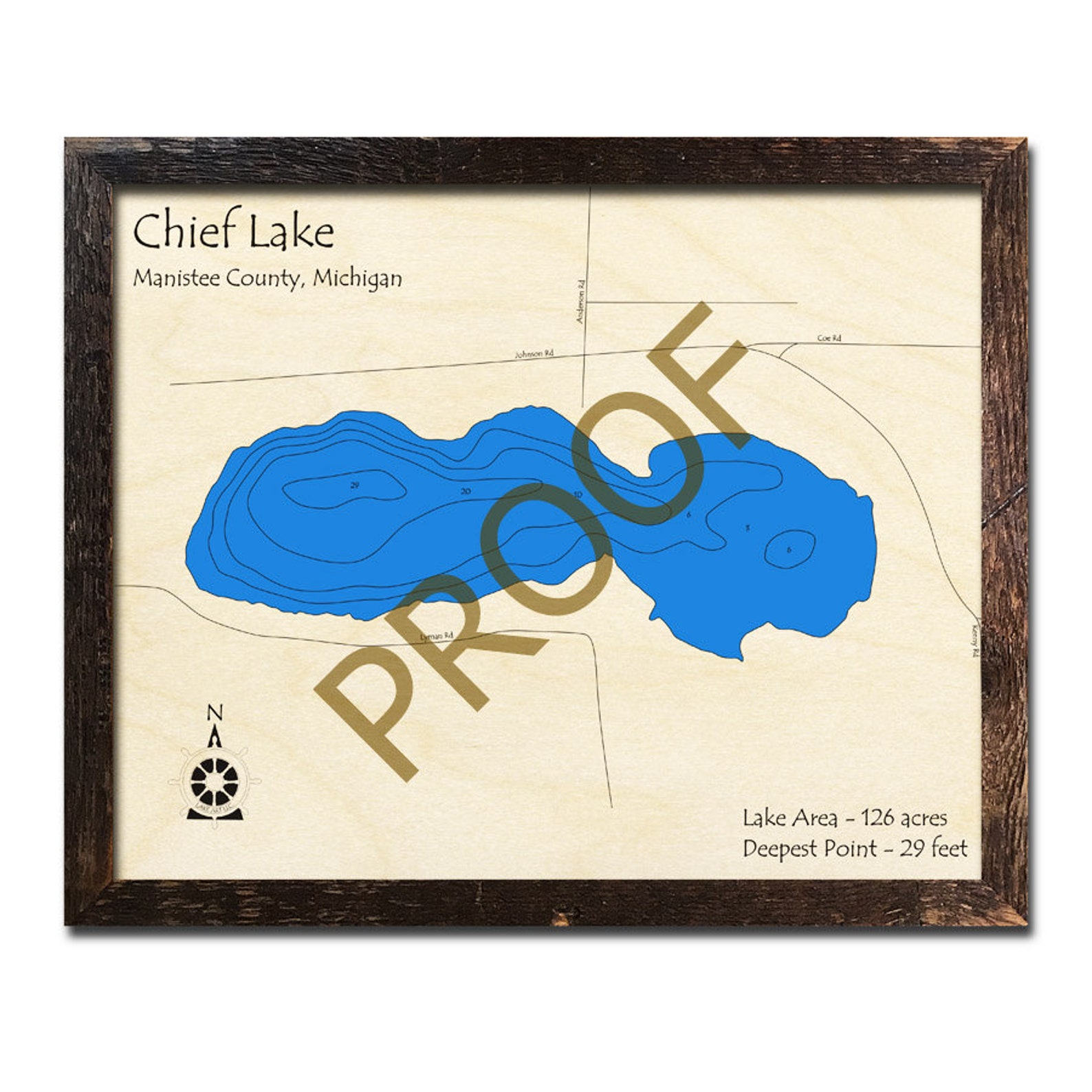 Chief Lake MI 3D Wood Map Custom Cabin Decor Lake House Etsy