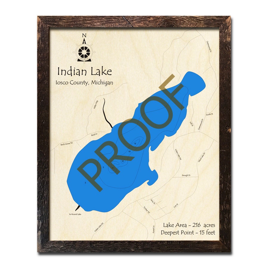Indian Lake MI 3D Wood Map Custom Cabin Decor Lake House Etsy