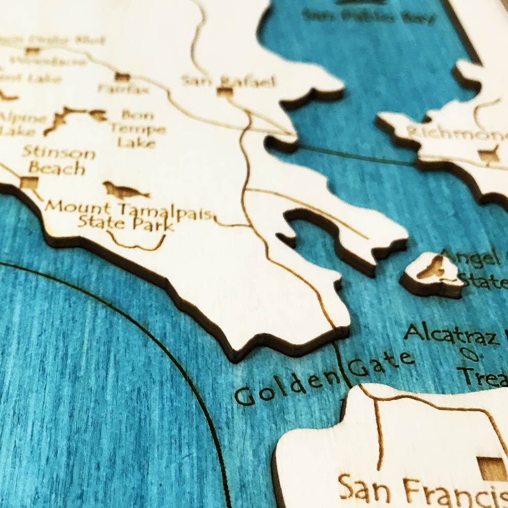 Bodega Bay Tomales Bay and Drakes Bay 3D Nautical Wood Map Etsy