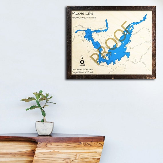 Moose Lake Wisconsin 3D Wood Map Cabin Decor Lake House Etsy