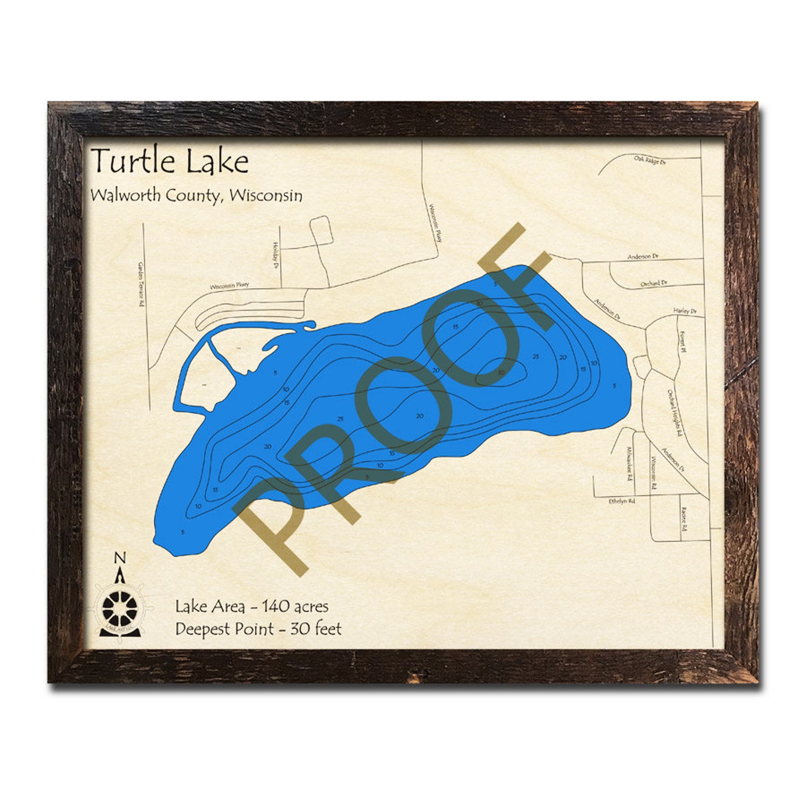 Turtle Lake Wisconsin 3D Wood Map Custom Cabin Decor Lake Etsy