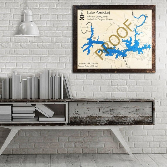 Lake Amistad Texas 3d Wood Map Cabin Decor Lake House Etsy