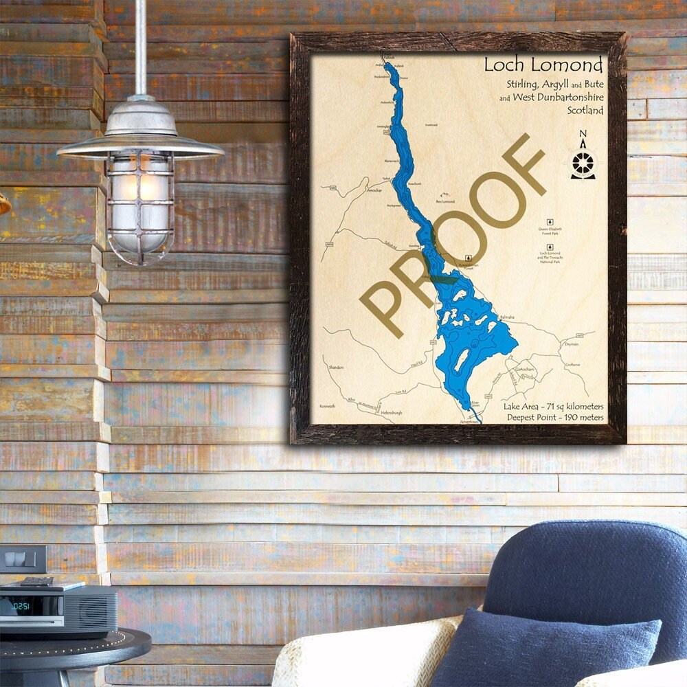 Loch Lomond, Scotland 3D Wood Map | Cabin Decor - Lake House Décor - Nautical Decor | Map Art, Wedding, Custom Gift