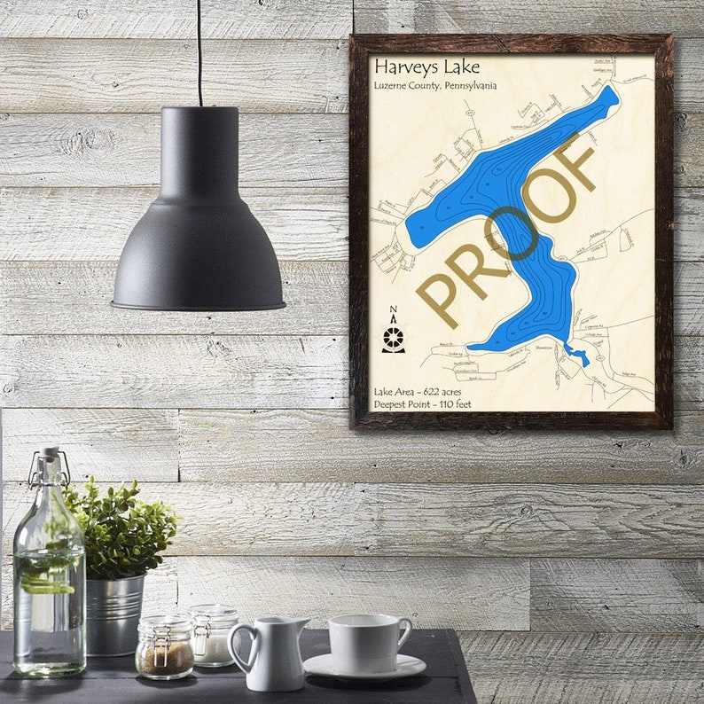 Harvey S Lake Pennsylvania 3d Wood Map Cabin Decor House Nautical Custom Housewarming Wedding Fishing Sailing Gift