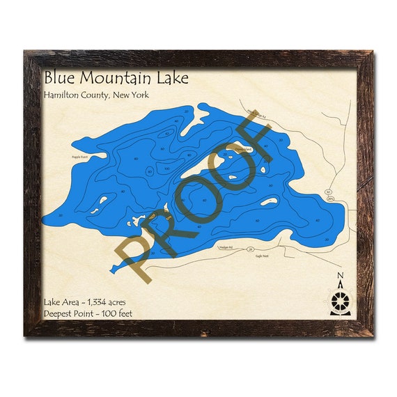 Blue Mountain Lake New York 3d Wood Map Cabin Decor Lake Etsy