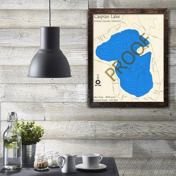 Caspian Lake VT 3D Wood Map Custom Cabin Decor Lake House Etsy