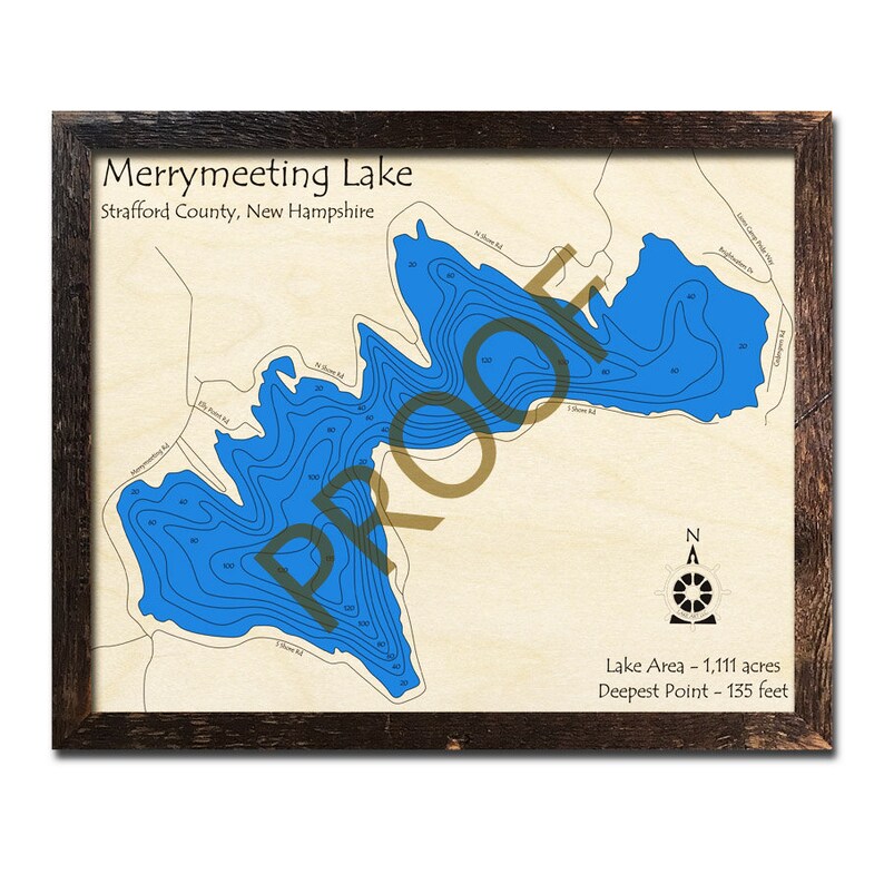 Merrymeeting Lake New Hampshire 3D Wood Map Cabin Decor Etsy