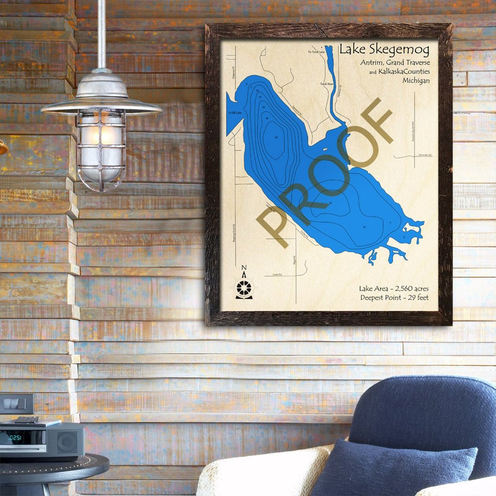 Lake Skegemog MI 3D Wood Map Custom Cabin Decor Lake Etsy UK