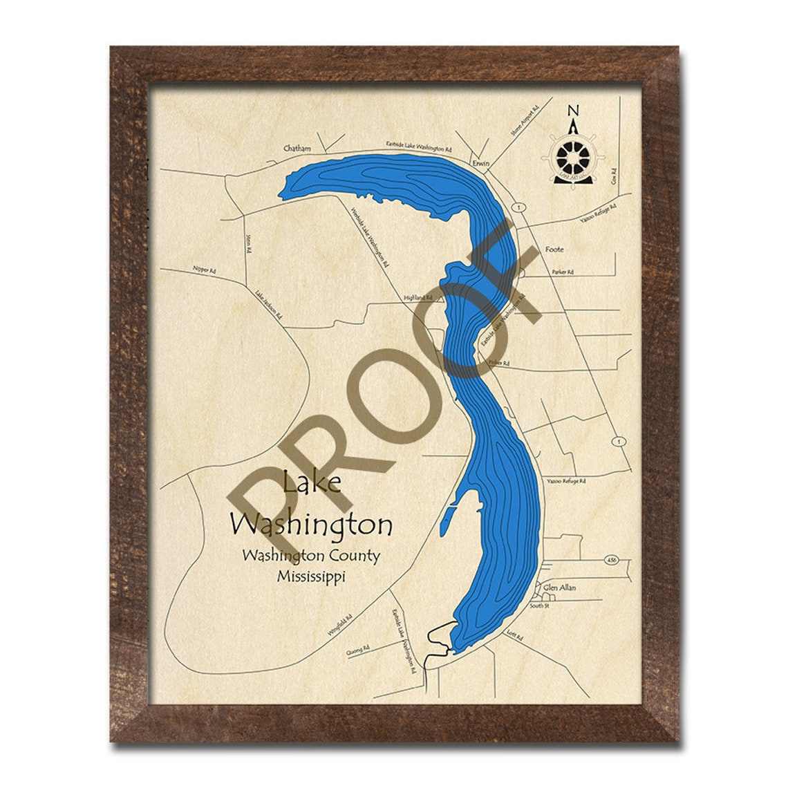 Lake Washington MS 3D Wood Map Custom Nautical Map Cabin Etsy