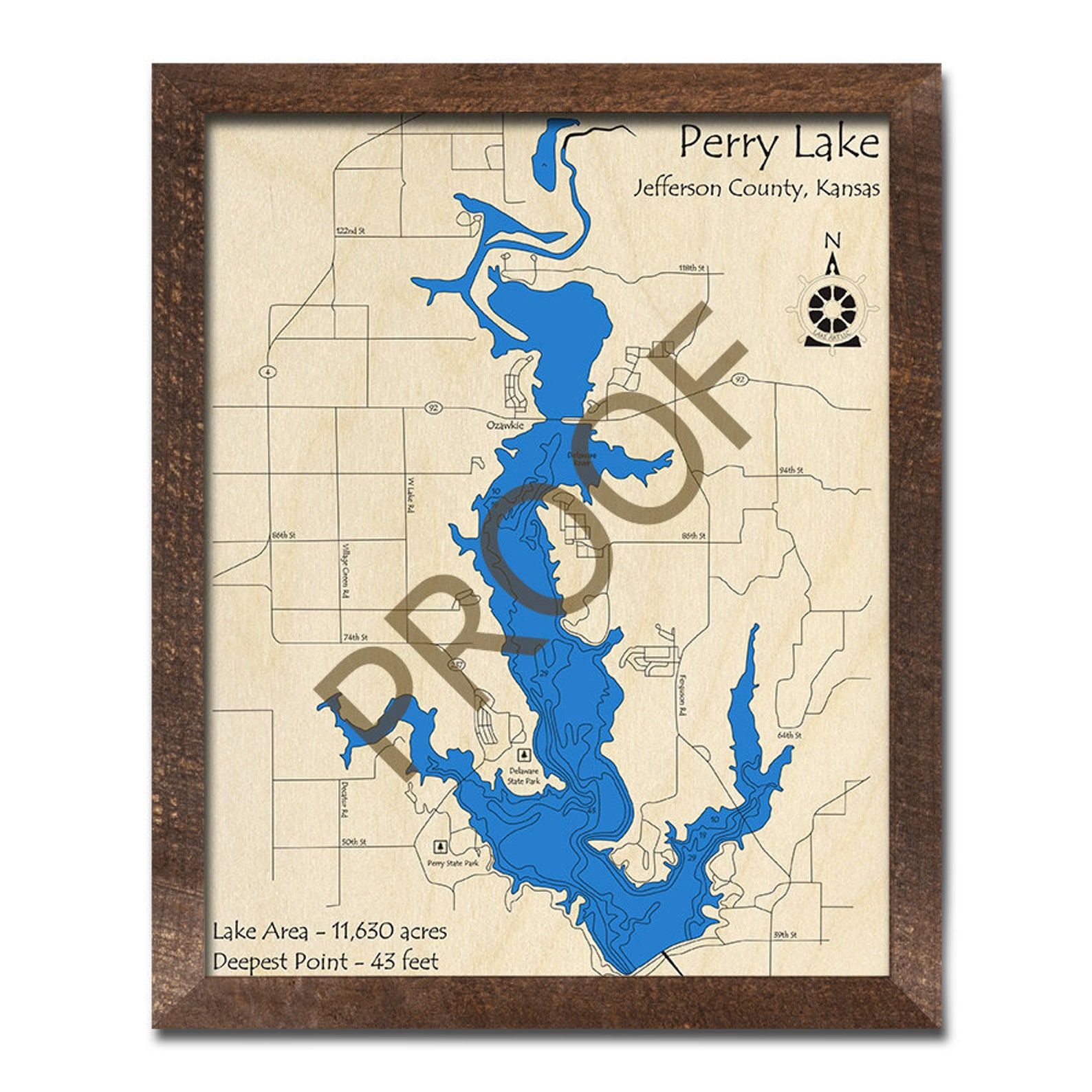 Perry Lake Kansas 3D Wood Map Custom Nautical Map Cabin Etsy