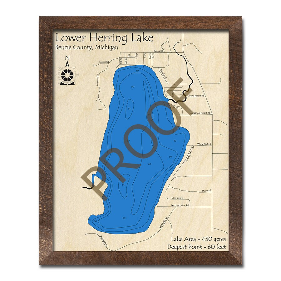 Lower Herring Lake MI 3D Wood Map Custom Nautical Map Etsy
