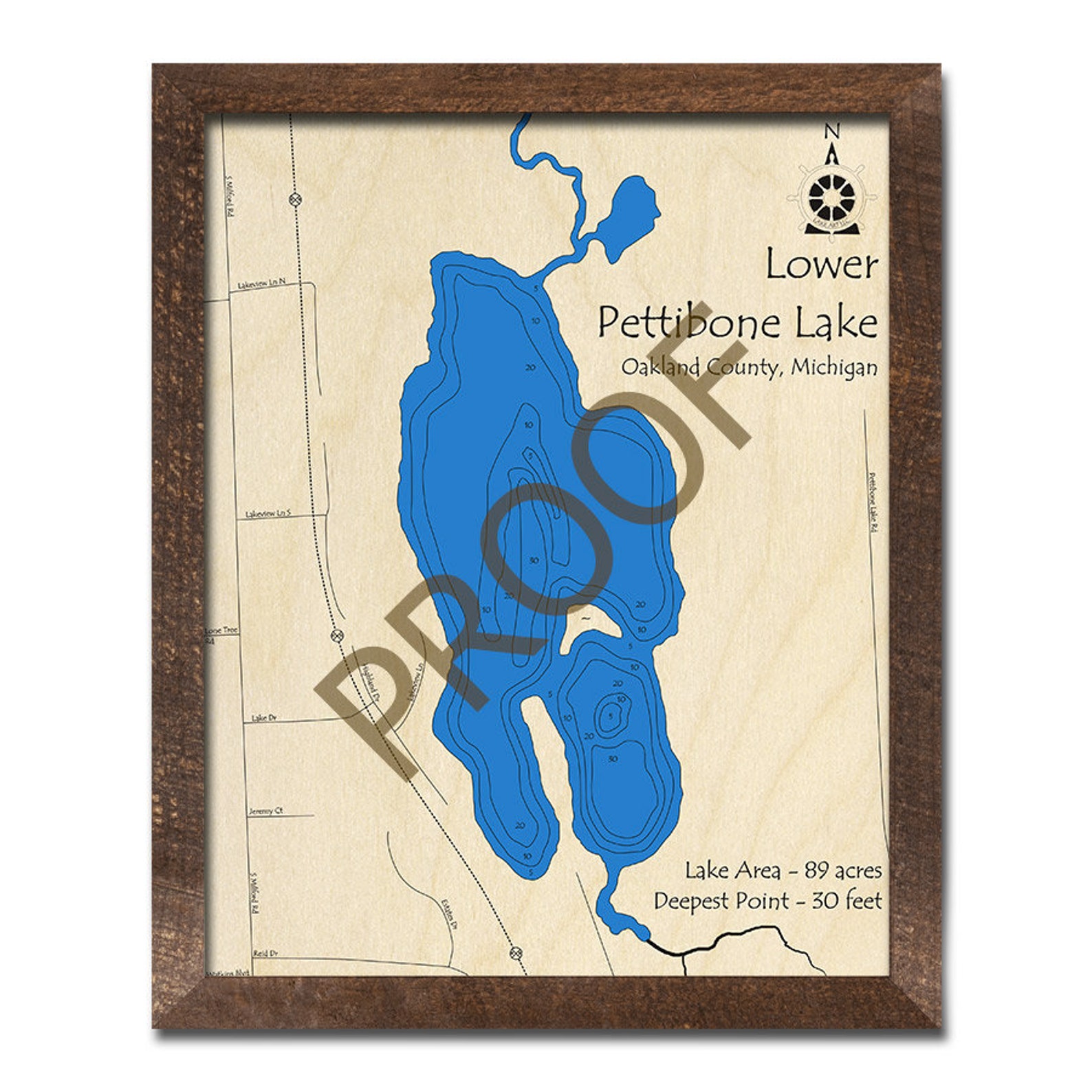 Lower Pettibone Lake MI 3D Wood Map Custom Nautical Map Etsy