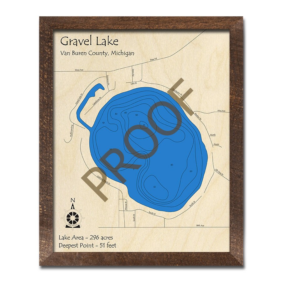 Gravel Lake MI 3D Wood Map Custom Nautical Map Cabin Etsy