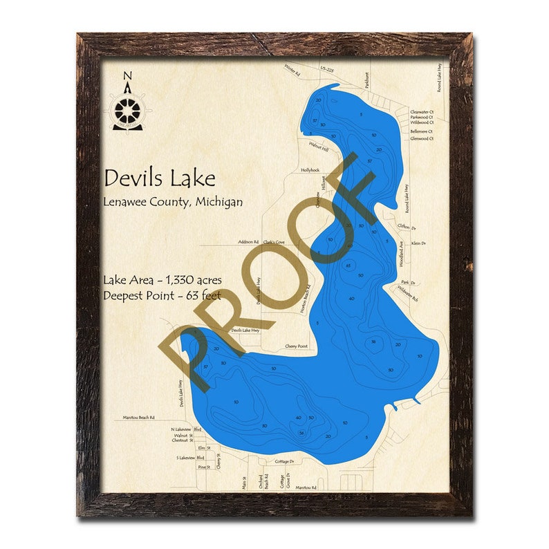 Devils Lake Michigan 3D Wood Map Cabin Decor Lake House Etsy