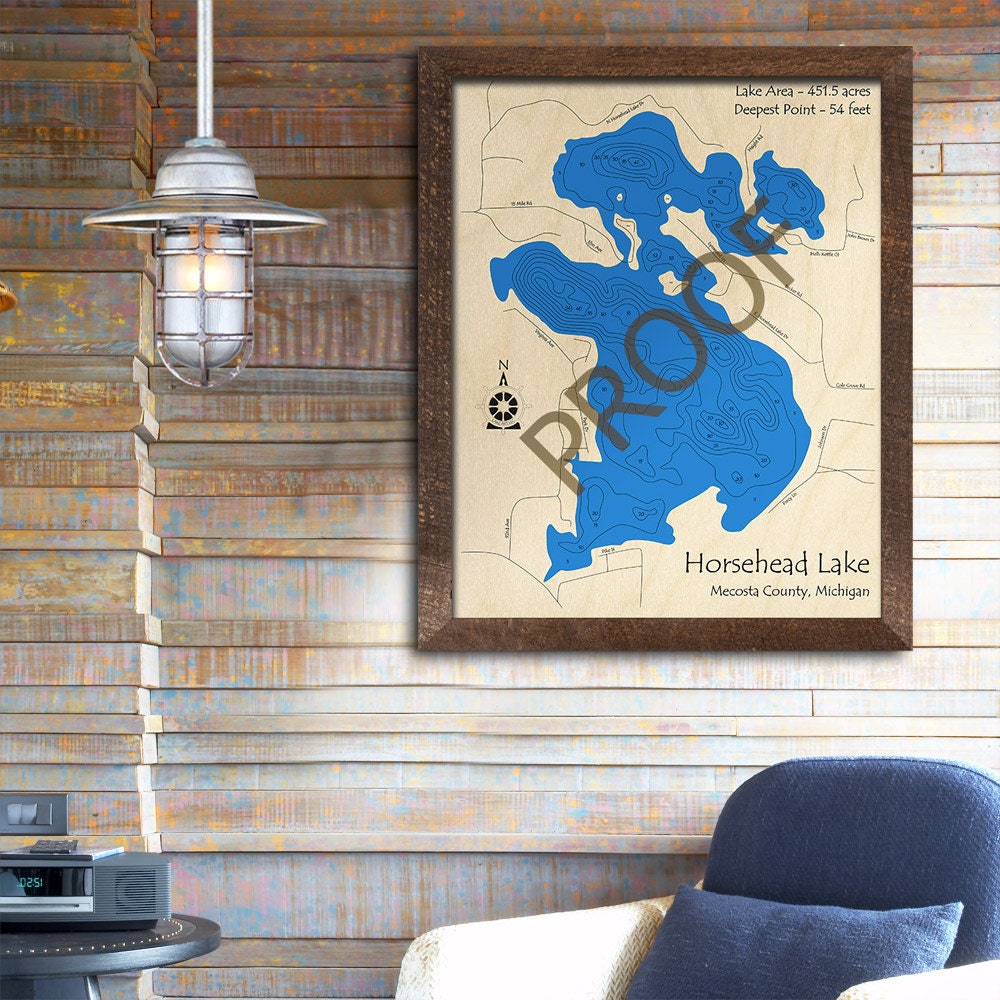 Horsehead Lake MI 3D Wood Map Custom Nautical Map Cabin Etsy