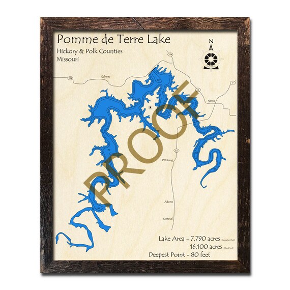 Pomme De Terre Lake Missouri 3d Wood Map Cabin Decor Lake Etsy