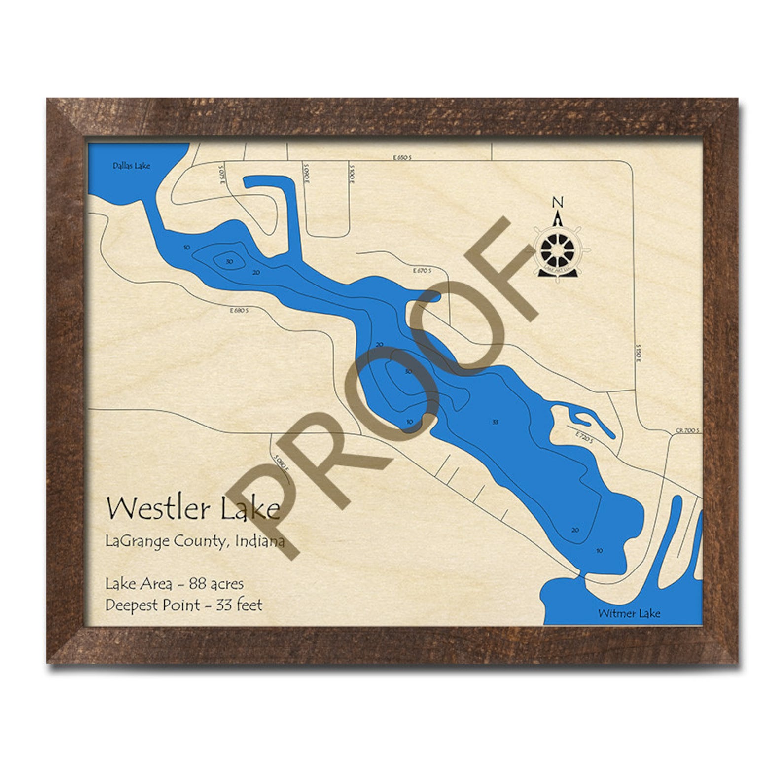 Westler Lake Indiana 3D Wood Map Custom Nautical Map Cabin Etsy