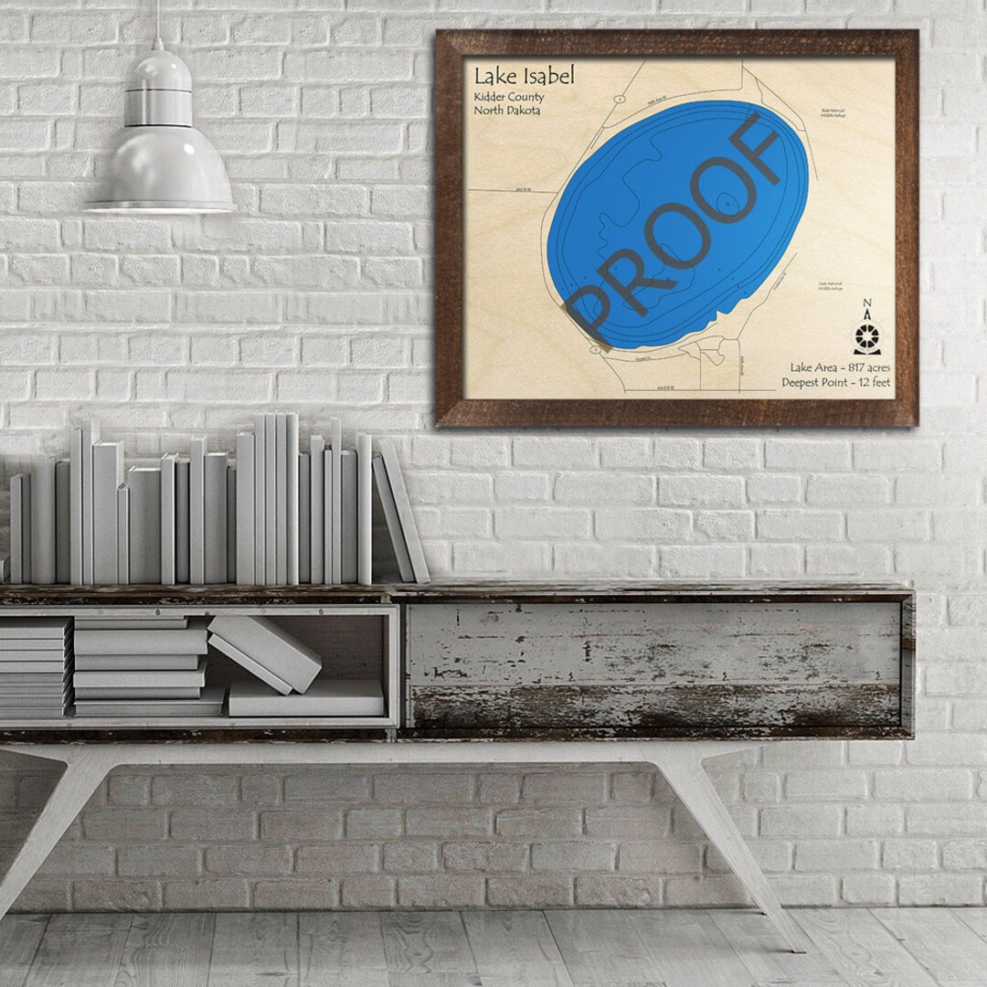 Lake Isabel ND 3D Wood Map 3D Depth Map Cabin Decor Lake Etsy