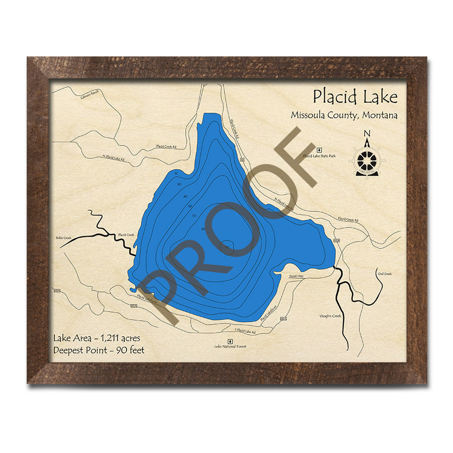 Placid Lake MT 3D Wood Map 3D Depth Chart Cabin Decor Etsy