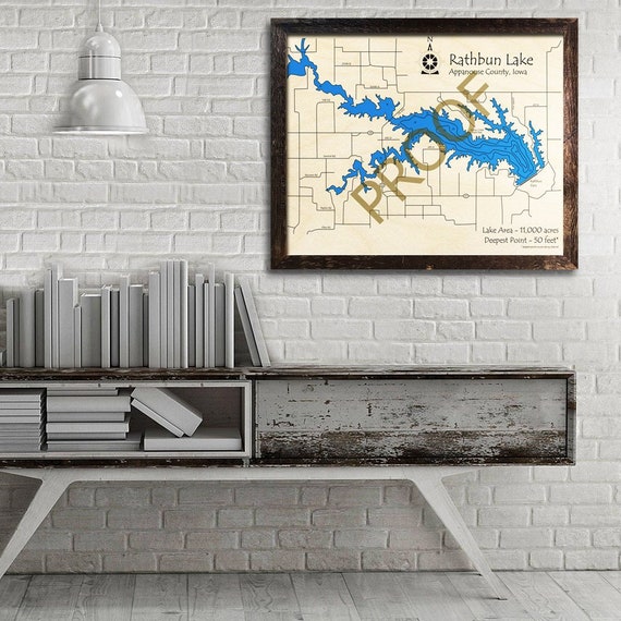 Rathbun Lake Iowa 3d Wood Map Cabin Decor Lake House Etsy