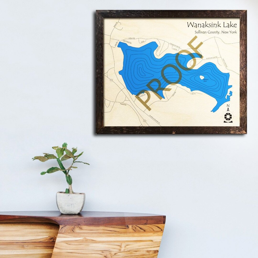 Wanaksink Lake, NY 3D Wood Map Custom Cabin Decor Lake House Décor