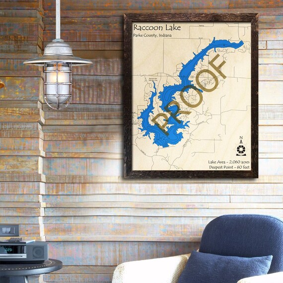 Raccoon Lake Indiana 3d Wood Map Cabin Decor Lake House Etsy
