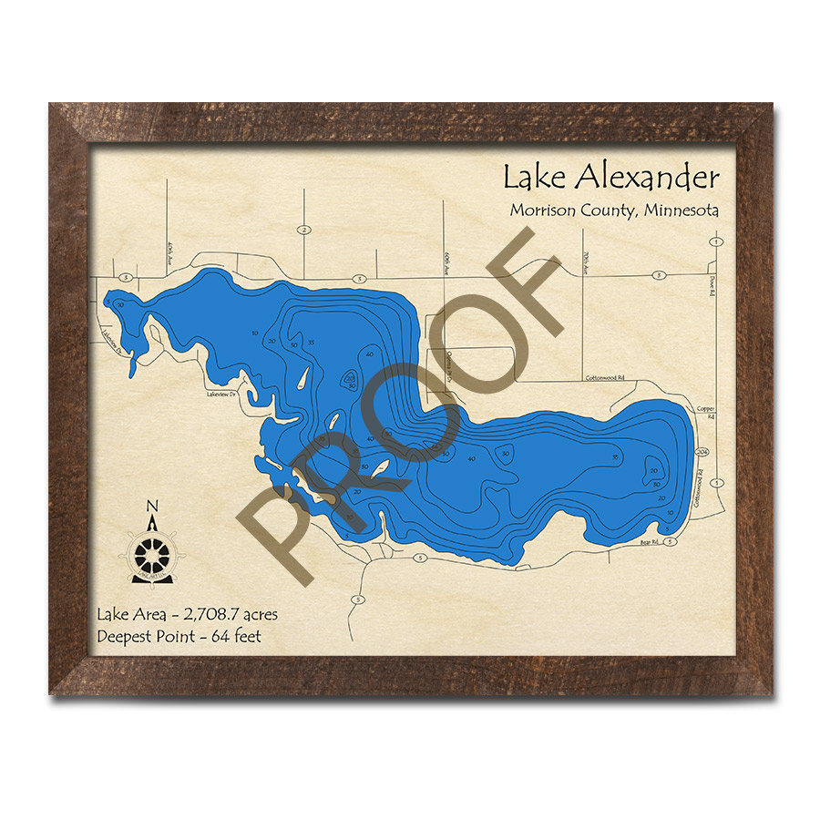 Lake Alexander MN 3D Wood Map Custom Nautical Map Cabin Etsy