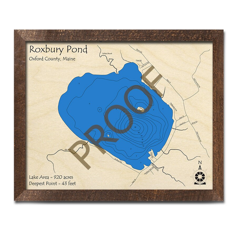 Roxbury Pond Maine 3D Wood Map Custom Nautical Map Unique Etsy