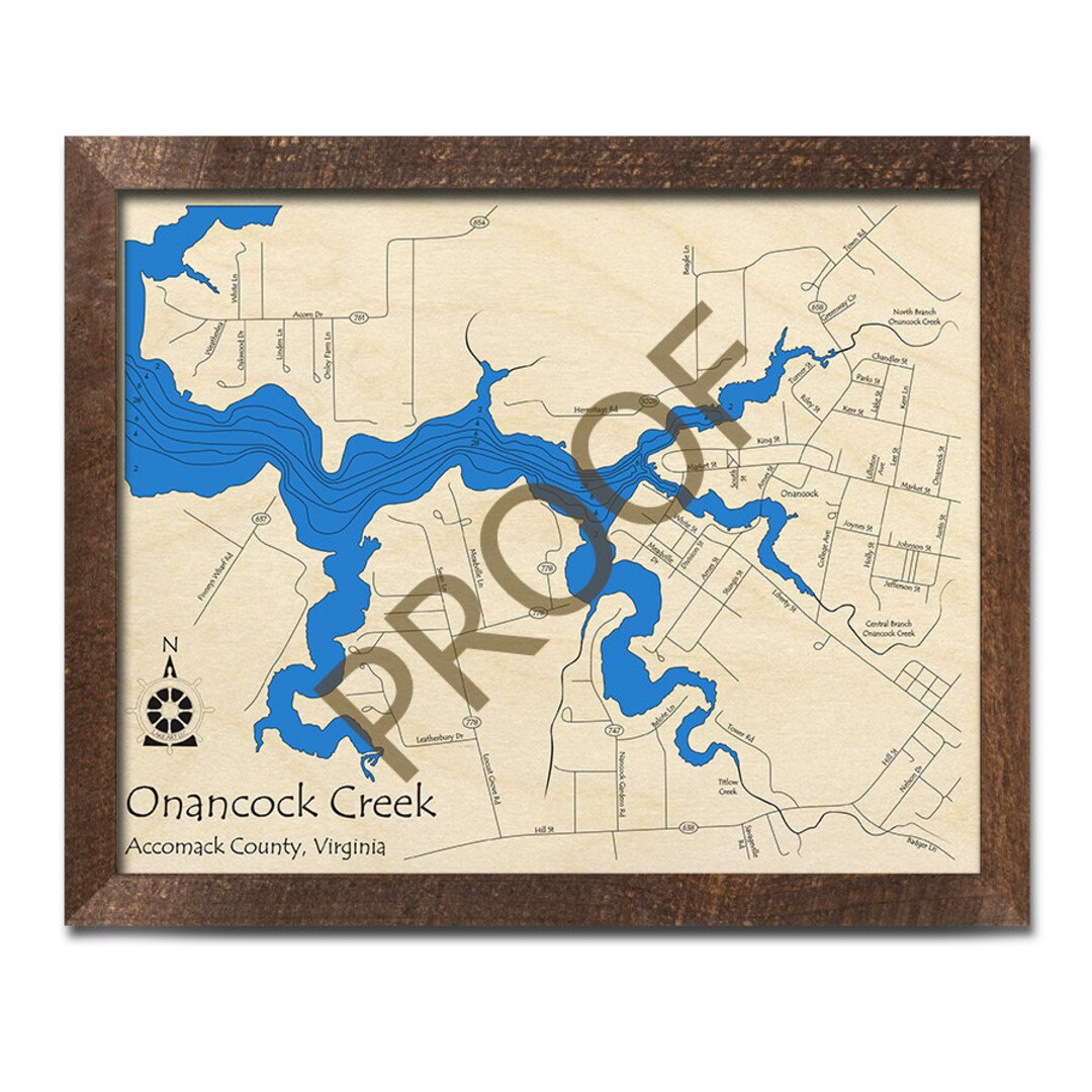 Wooden Onancock Creek Map Virginia 3D Wood Map Custom Nautical Il Jogb 