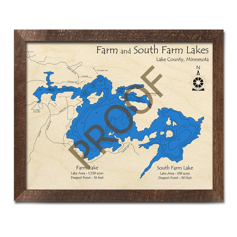 Farm Lake South Farm Lake MN 3D Wood Map Custom Nautical Etsy