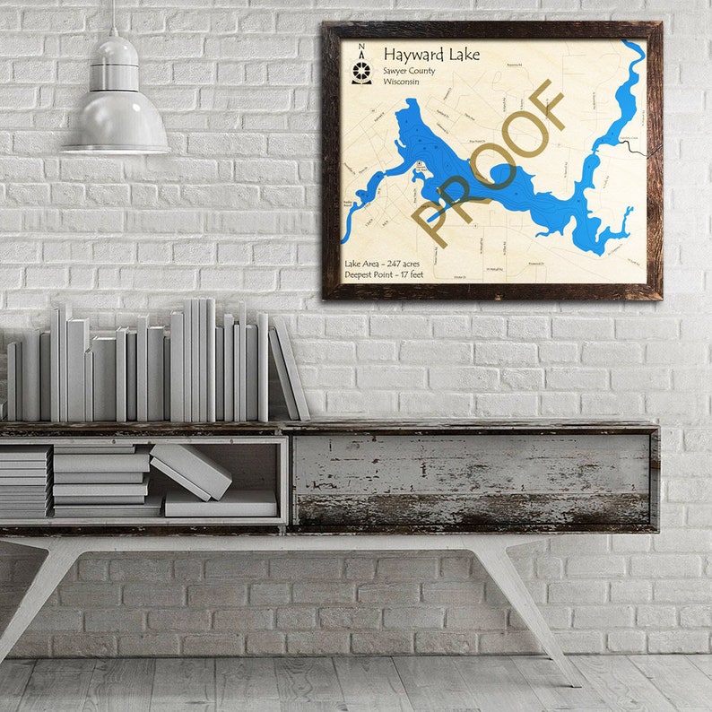 Hayward Lake WI 3D Wood Map Custom Cabin Decor Lake House Etsy
