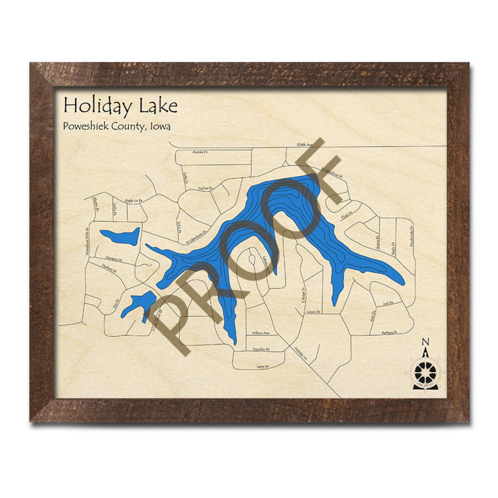 Holiday Lake Iowa 3D Wood Map Custom Nautical Map Cabin Etsy