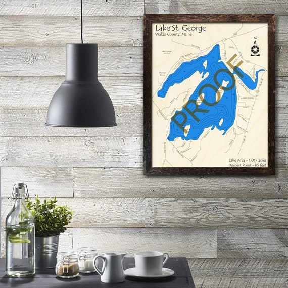 St George Lake Me 3d Wood Map Custom Cabin Decor Lake Etsy