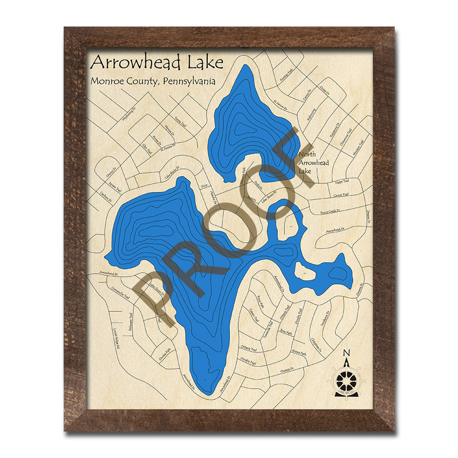 Arrowhead Lake PA 3D Wood Map Custom Nautical Map Cabin Etsy