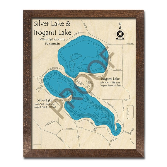Silver Lake Wisconsin Map Silver Lake Irogami Lake Wi 3D Wood Carved Map Custom | Etsy Australia