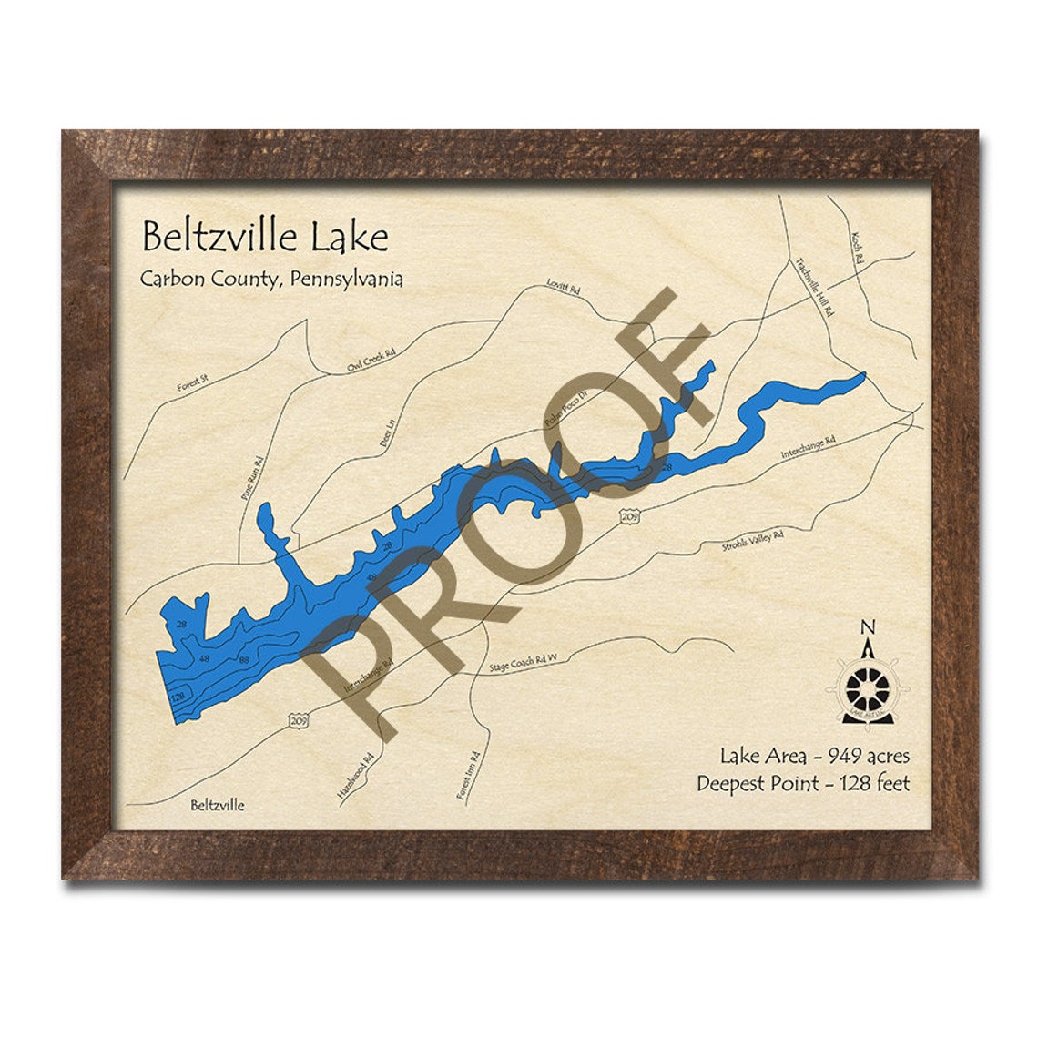 Beltzville Lake PA 3D Wood Map Custom Nautical Map Cabin Etsy
