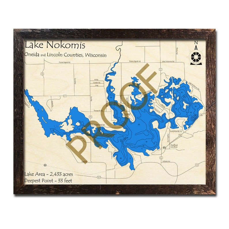 Lake Nokomis Wisconsin 3D Wood Map Cabin Decor Lake House Etsy