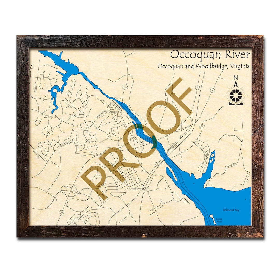 Wooden Occoquan River Map Virginia 3D Wood Map Cabin Decor Etsy