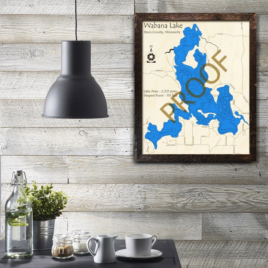 Wabana Lake, Minnesota 3D Wood Map Custom Cabin Decor Lake House Décor