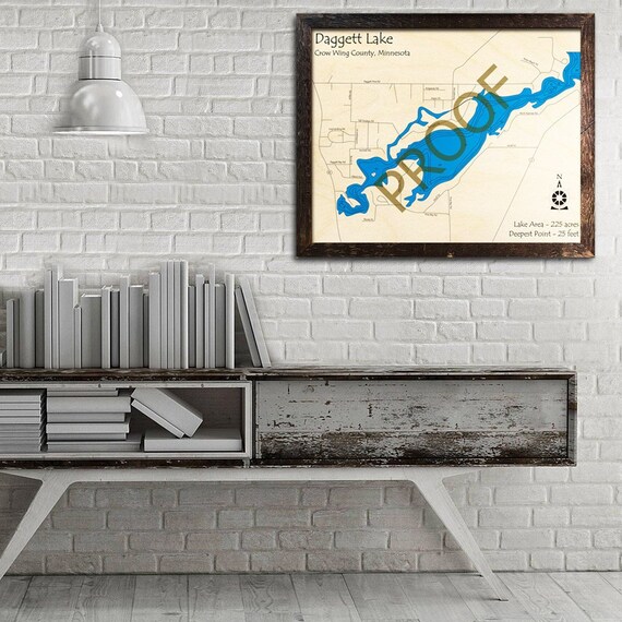 Daggett Lake MN 3D Wood Map Custom Cabin Decor Lake House Etsy
