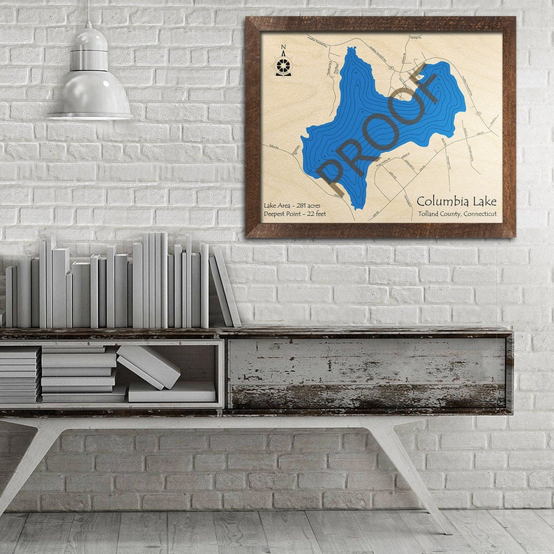 Columbia Lake CT 3D Wood Map Custom Nautical Map Unique Etsy