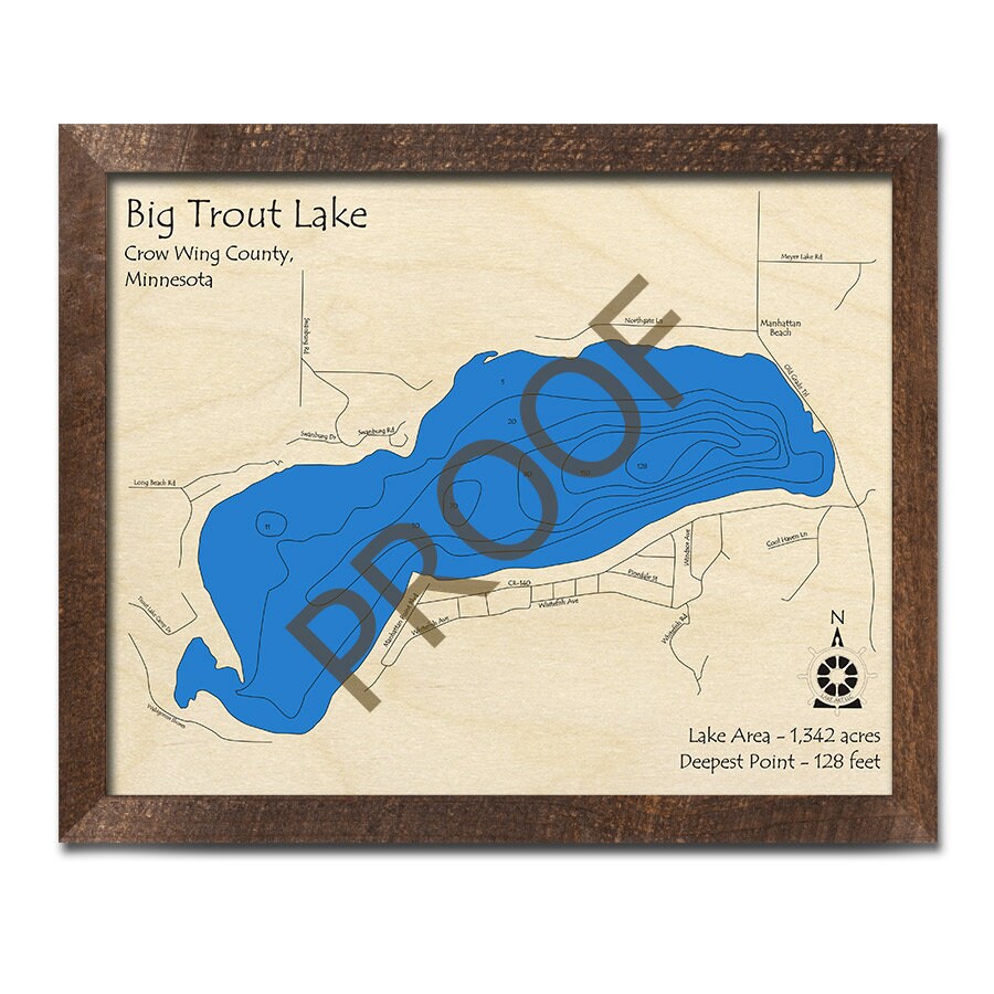 Big Trout Lake MN 3D Wood Map Custom Nautical Map Cabin Etsy