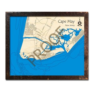 Cape May - Wildwood - New Jersey Shore 3D Laser-Cut Map | Beach House Décor - Nautical Decor | Map Art, Wedding, Custom Gift image 2