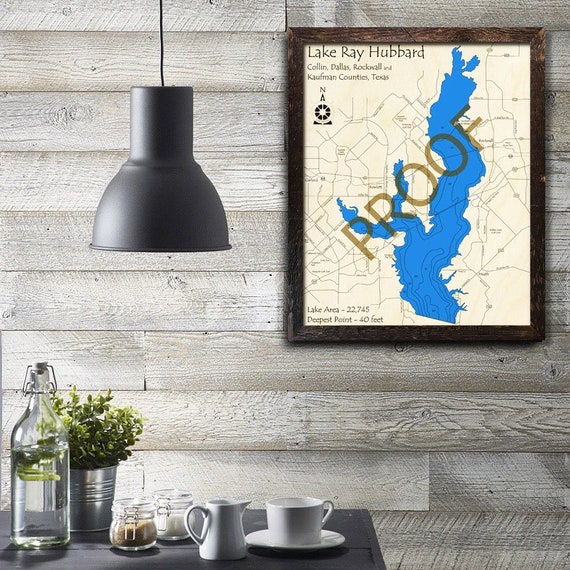 Lake Ray Hubbard Texas 3d Wood Map Cabin Decor Lake House Etsy