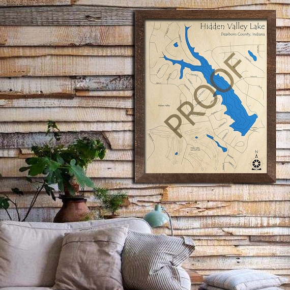 Hidden Valley Lake Indiana 3D Wood Map Custom Nautical Map Etsy