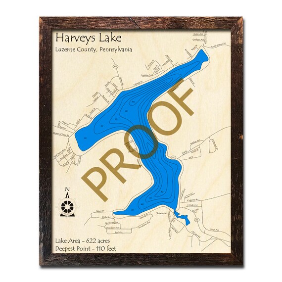 Harvey S Lake Pennsylvania 3d Wood Map Cabin Decor Etsy