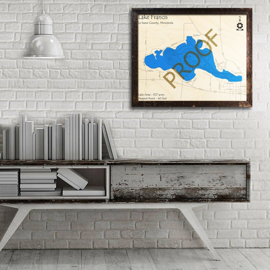 Lake Francis, MN 3D Wood Map Custom Cabin Decor Lake House Décor
