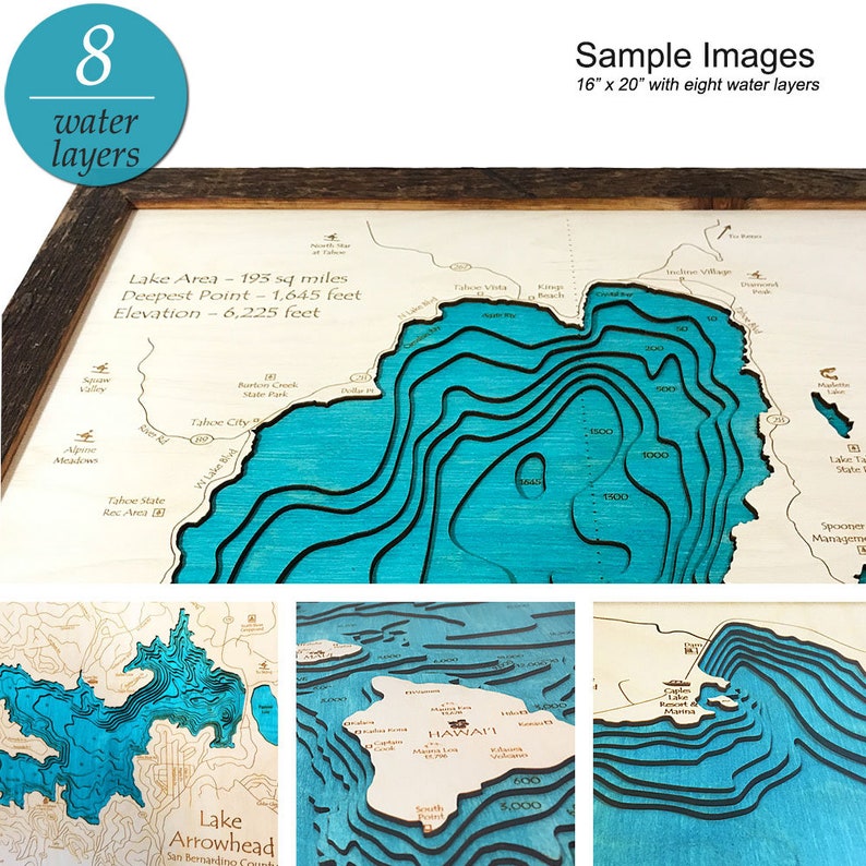 Big Manistique Lake MI 3D Wood Map Custom Nautical Map Etsy