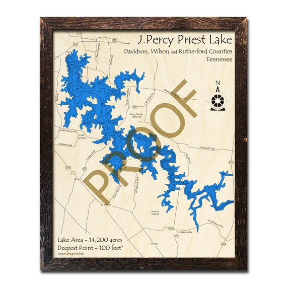 Percy Priest Lake Map J Percy Priest Lake Tennessee 3D Wood Map Cabin Decor | Etsy Ireland