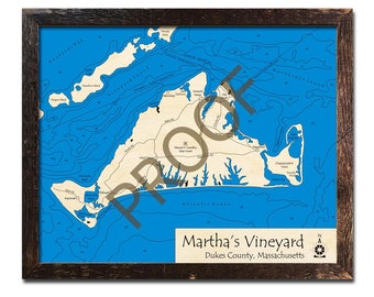 3D Martha’s Vineyard Map | Custom Martha's Vineyard Wood Map -Beach House Décor - Nautical Decor | Map Art, Wedding, Custom Gift